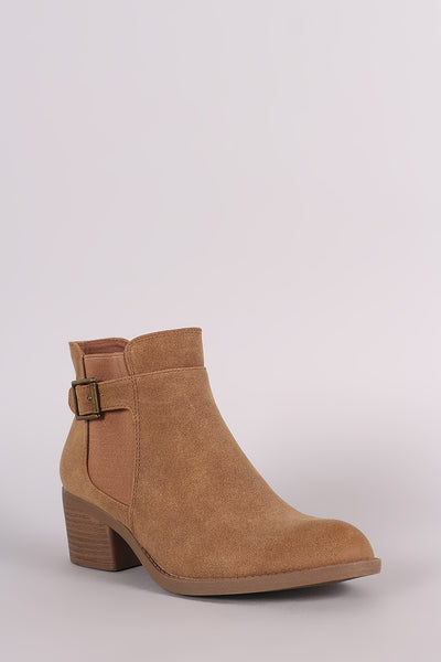 Qupid Buckled Elastic Gore Western Booties