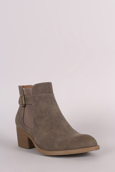 Qupid Buckled Elastic Gore Western Booties