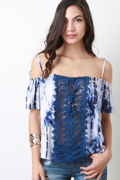 Tie Dye Off the Shoulder Crochet Top