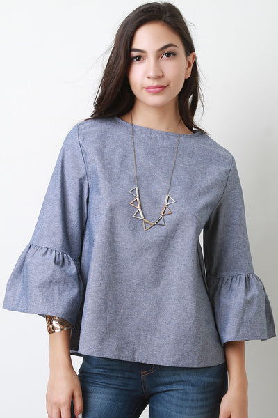 Chambray Bell Sleeve Top