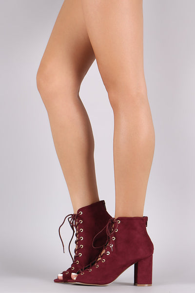 Shoe Republic LA Lace Up Chunky Heel Booties