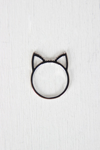 Purr-fect Rhinestone Kitten Ring