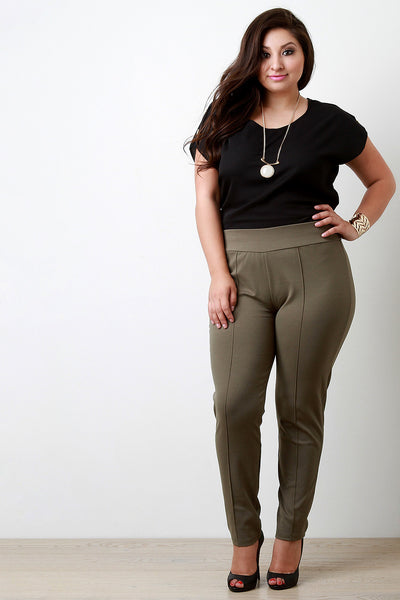 Wide Elastic Band High Waisted Pants