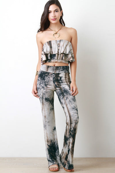 Tie Dye Double Flutter Tier Tube Top