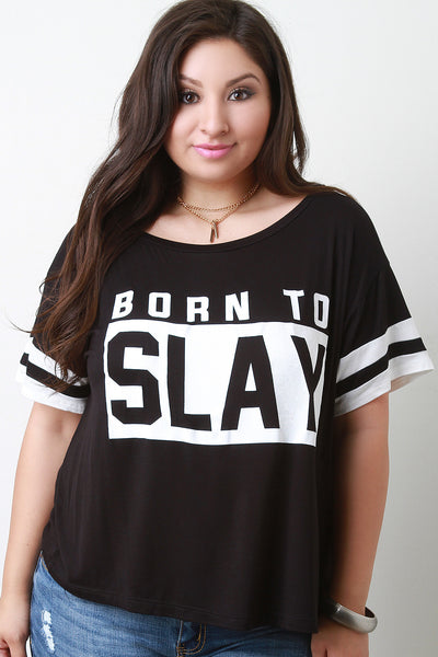 Contrast Slay Varsity Striped Tee