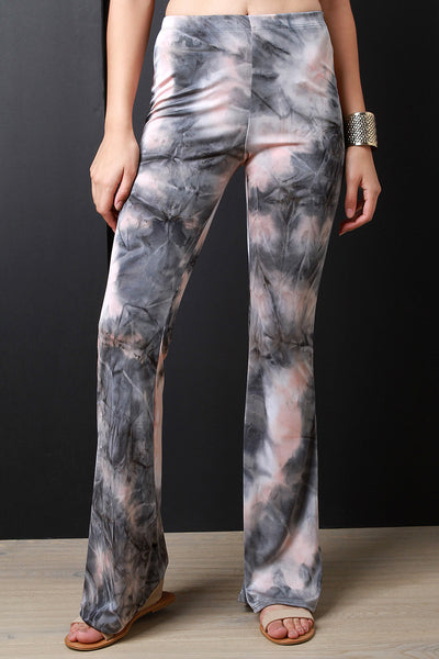 Splashed Tie Dye Flare Cut Pants