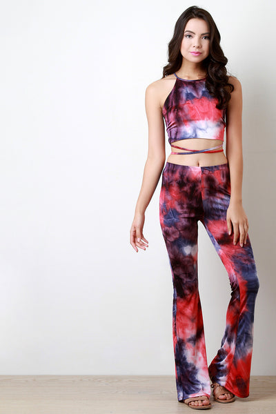 Splashed Tie Dye Strappy Halter Top