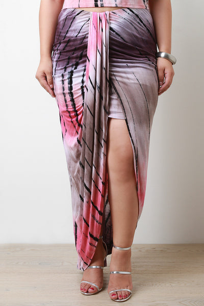 Plus Size Tie Dye Tulip Maxi Skirt