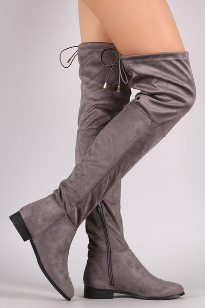 Suede Drawstring Tie Over-The-Knee Riding Boots