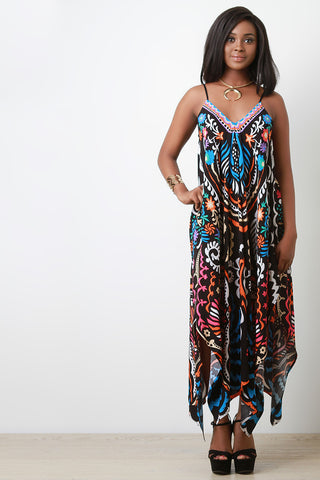 Colorful Print Asymmetrical Hem Maxi Dress – Fashion Unlimited
