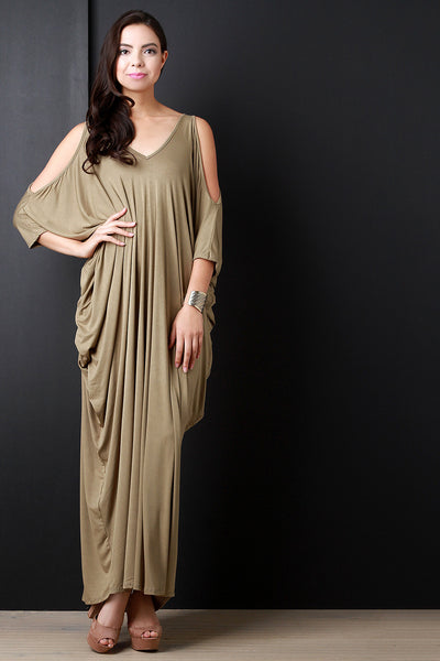 Cold Shoulder Dolman Cocoon Maxi Dress