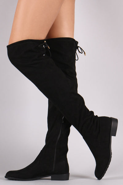 Suede Drawstring Over-The-Knee Riding Boots