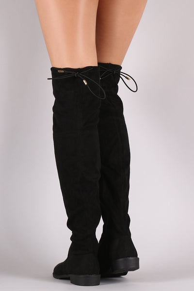 Suede Drawstring Over-The-Knee Riding Boots