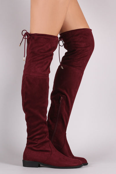 Suede Drawstring Over-The-Knee Riding Boots