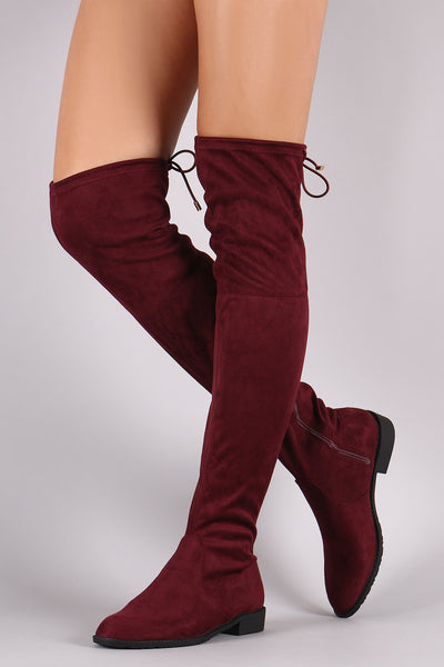 Suede Drawstring Over-The-Knee Riding Boots