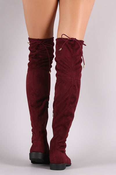 Suede Drawstring Over-The-Knee Riding Boots