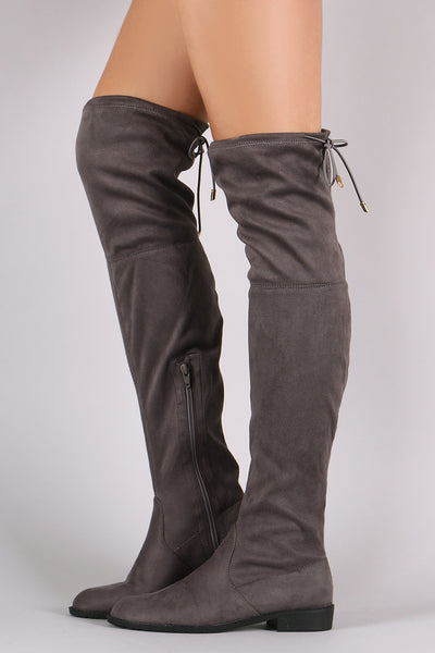 Suede Drawstring Over-The-Knee Riding Boots