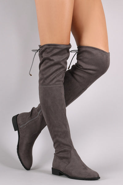 Suede Drawstring Over-The-Knee Riding Boots