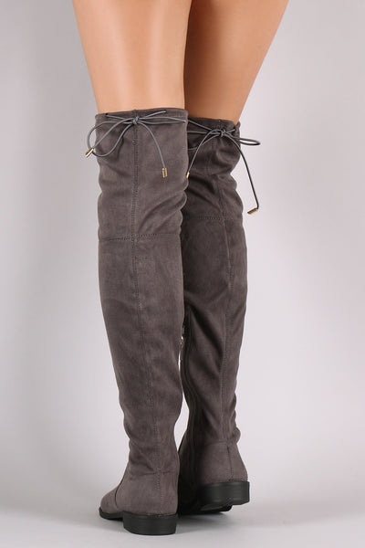 Suede Drawstring Over-The-Knee Riding Boots