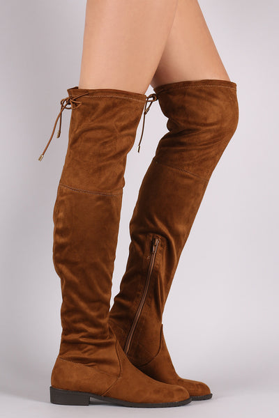 Suede Drawstring Over-The-Knee Riding Boots