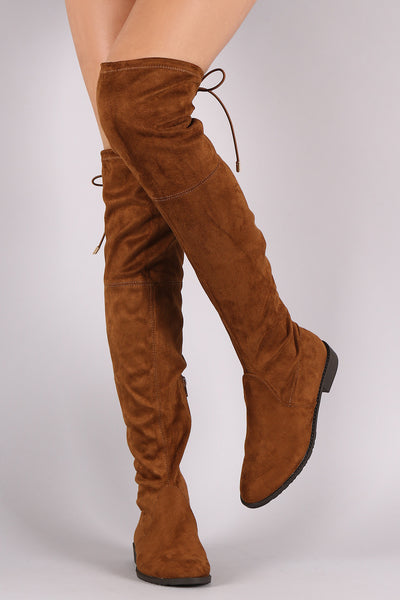 Suede Drawstring Over-The-Knee Riding Boots