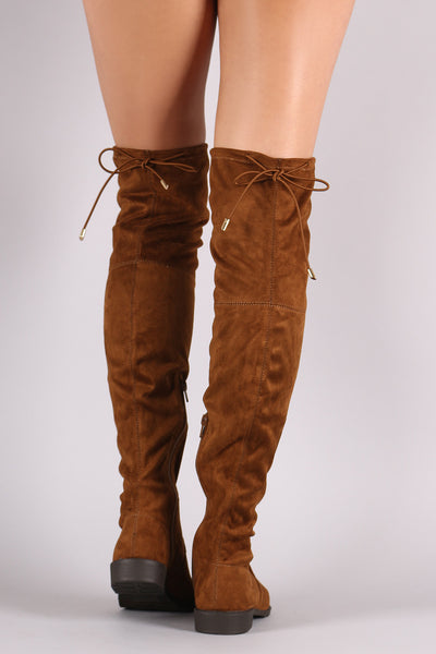 Suede Drawstring Over-The-Knee Riding Boots