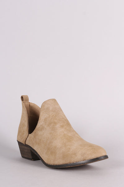 Vegan Leather Slit Ankle Boots