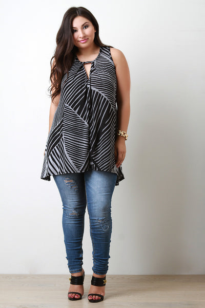 Broken Stripes Sleeveless Knit Top