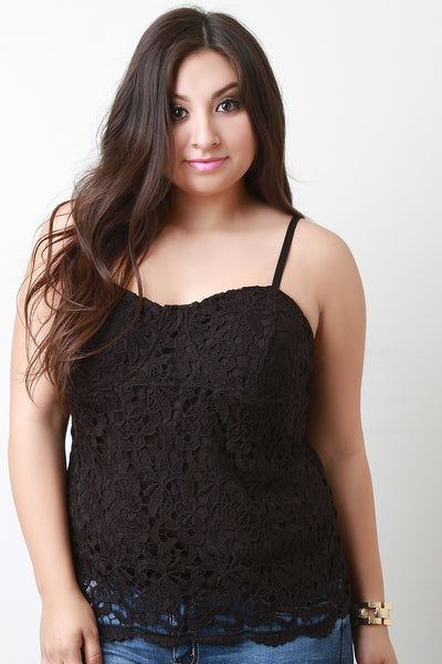 Lace Bustier Spaghetti Strap Top