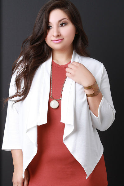 Knit Asymmetrical Hem Crop Blazer