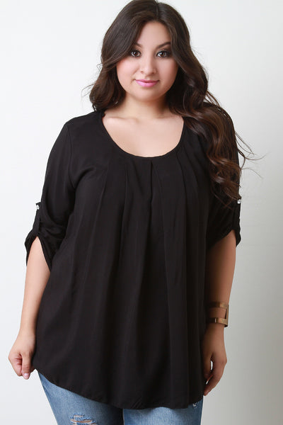 Three Quarter Sleeves Pleated Blouse