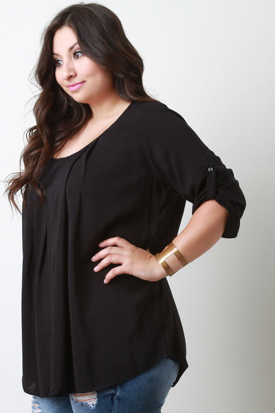 Three Quarter Sleeves Pleated Blouse