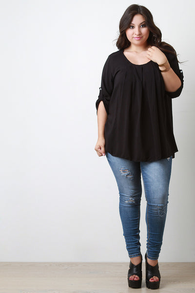 Three Quarter Sleeves Pleated Blouse