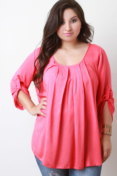 Three Quarter Sleeves Pleated Blouse