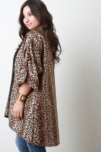 Leopard Lace Open Front Kimono