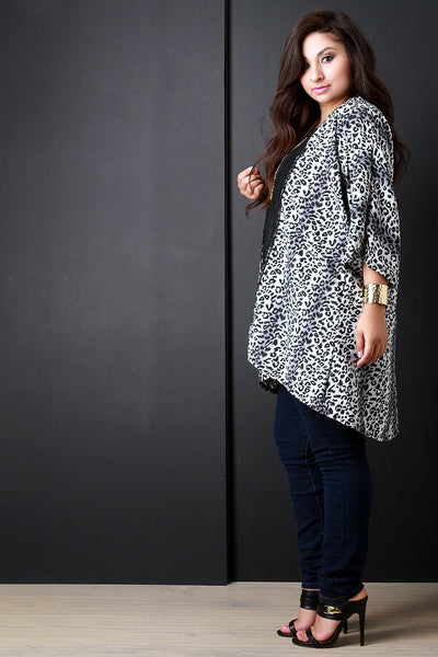 Leopard Lace Open Front Kimono