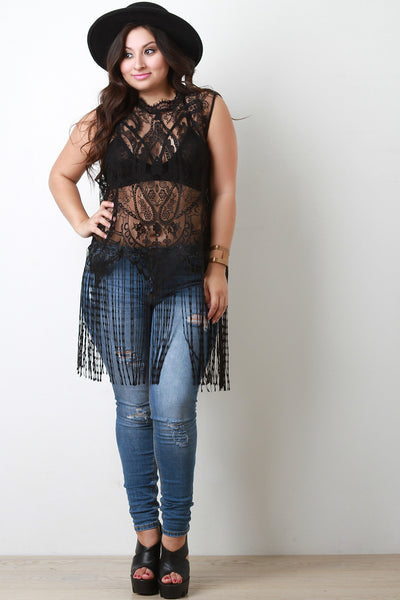 Scallop Eyelash Fringe Lace Top