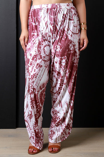 Tie Dye Side Slit Drop Crotch Pants