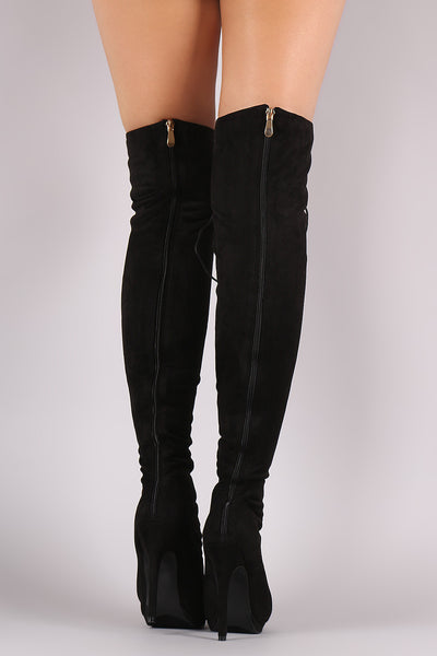 Liliana Suede Lace Up Stiletto Heeled Over-The-Knee Boots