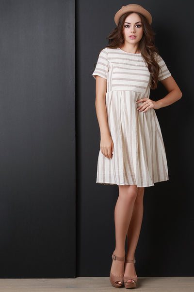 Stripe Short Sleeve Babydoll Dress