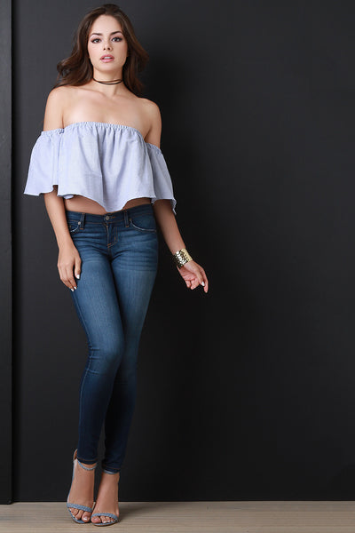 Pinstripe Bardot Crop Top