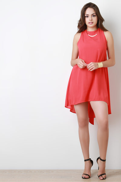 Chiffon Sleeveless Back-Tie High Low Dress