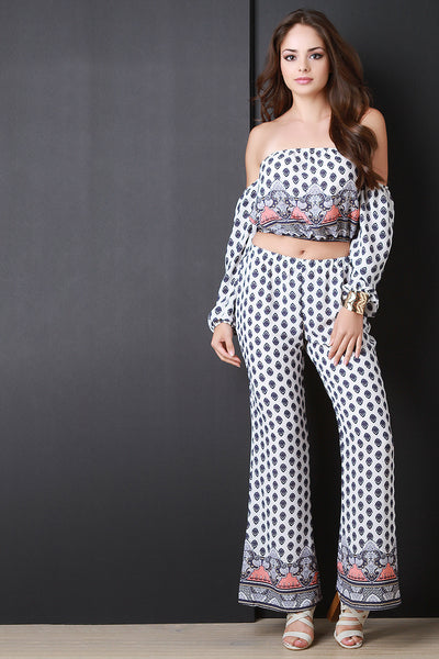 Bohemian Print Flare Pants