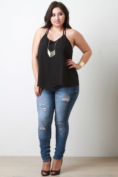 Caged Triangle Back Sleeveless Top