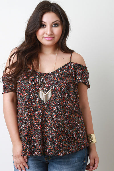 Tiny Florals Open Shoulder Top