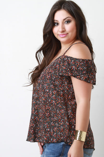 Tiny Florals Open Shoulder Top