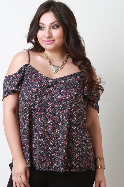 Tiny Florals Open Shoulder Top