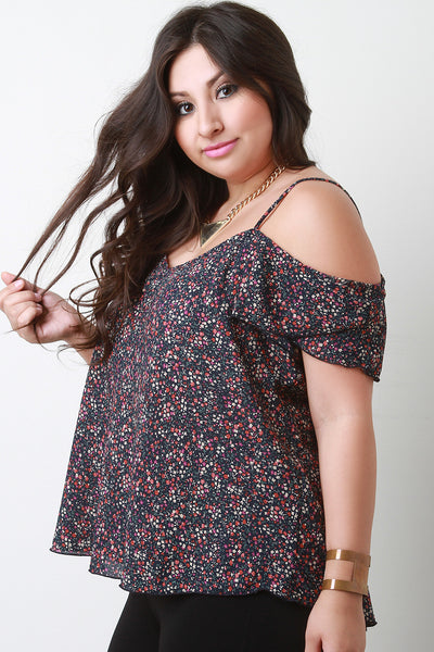 Tiny Florals Open Shoulder Top