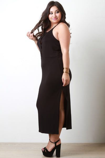 Cut Out Caged Sleeveless Maxi Dress