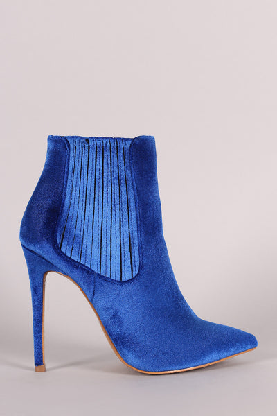 Shoe Republic LA Velvet Pointy Toe Stiletto Booties